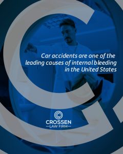 Crossen Law Firm graphic: Car accidents are one of the leading causes of internal bleeding in the United States.