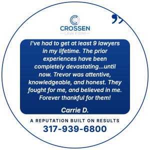 Client testimonial from Carrie D.: I've had to get at least 9 lawyers in my lifetime. The prior experiences have been completely devastating...until now. Trevor was attentive, knowledgeable, and honest. They fought for me, and believed in me. Forever thankful for them!