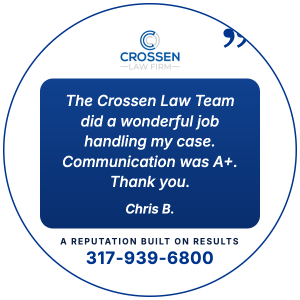 Client testimonial from Chris B.: The Crossen Law Team did a wonderful job handling my case. Communication was A+. Thank you.
