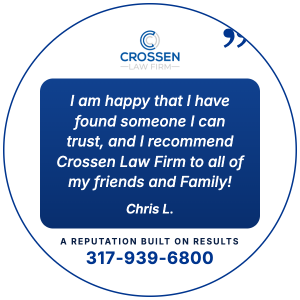 Client testimonial from Chris L.: I am happy that I have found someone I can trust, and I recommend Crossen Law Firm to all of my friends and Family!
